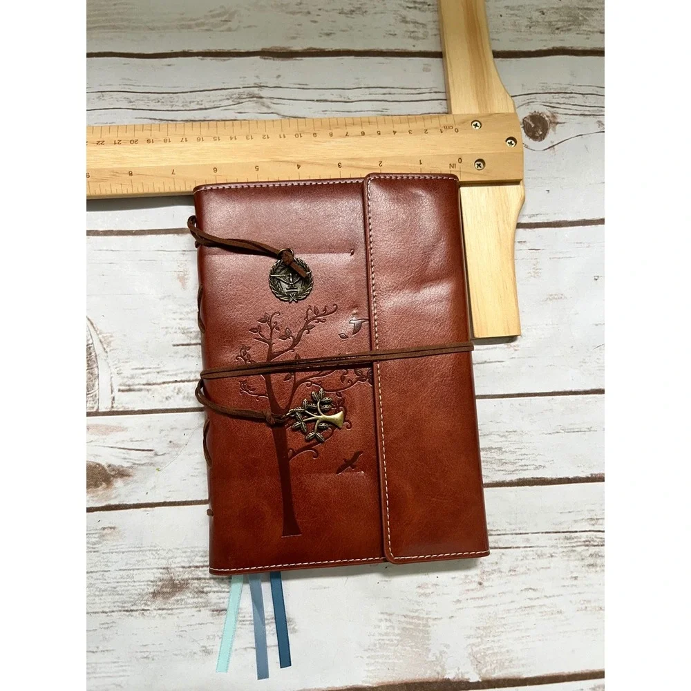 Tree of Life Refillable Journal Brown Tree of Life Vegan Leather 8.5x6 NWOT